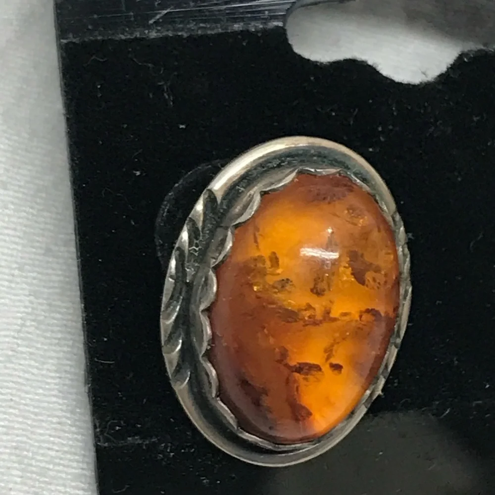 Vintage Genuine Antique Baltic Amber Earrings in Sterling - Picture 4 of 9